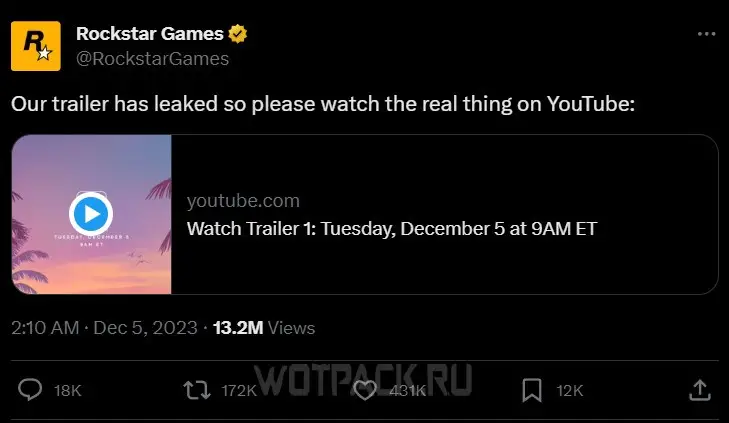 Η Rockstar δημοσίευσε ένα τρέιλερ για το GTA VI και ανακοίνωσε την ημερομηνία κυκλοφορίας
