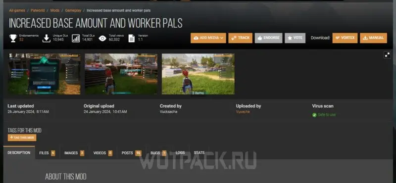 Мод Increased base amount and worker pals