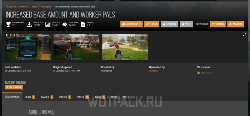 Мод Increased base amount and worker pals