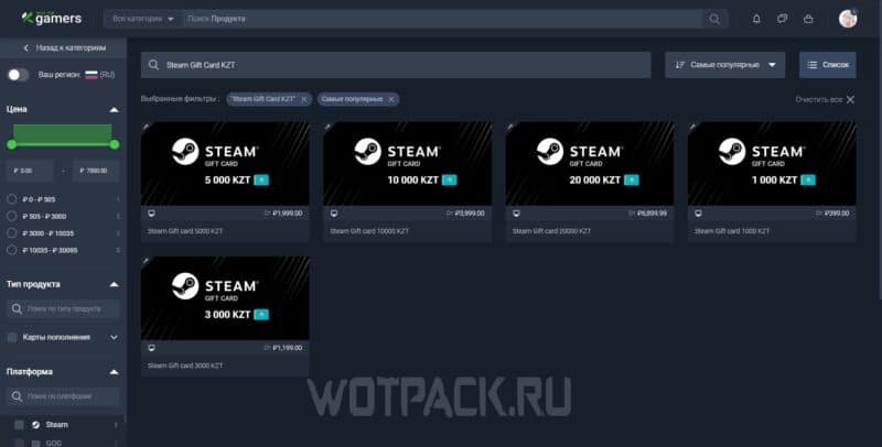 Steam Gift Card KZT: подарочные карты для казахстанских аккаунтов