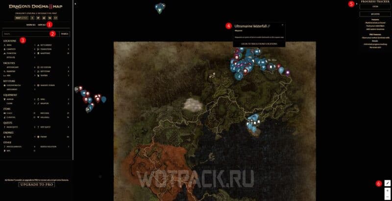 Interactieve kaart van Dragon's Dogma 2: kisten, wapens en pantsering