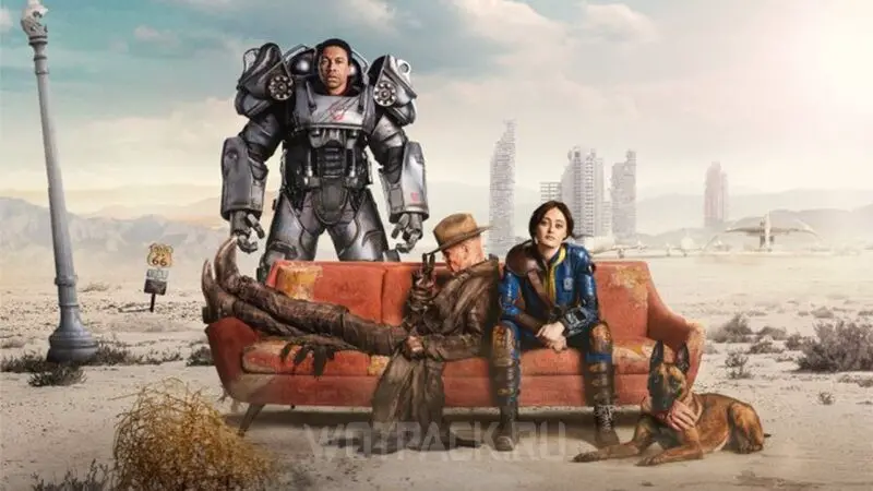 Pauseskærm af den officielle annoncering af sæson 2 af Fallout-serien