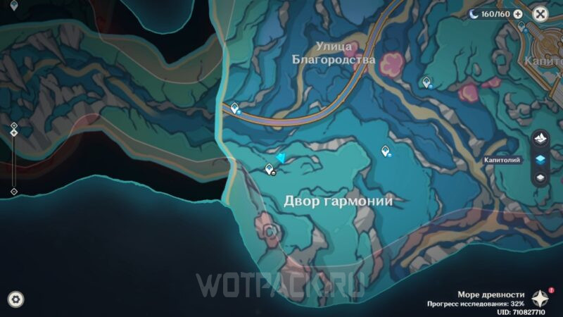 Расположение 8 спирального осьминога на карте