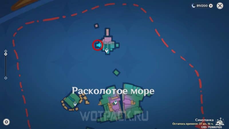 Расположение нежной статуи на карте Расколотого моря