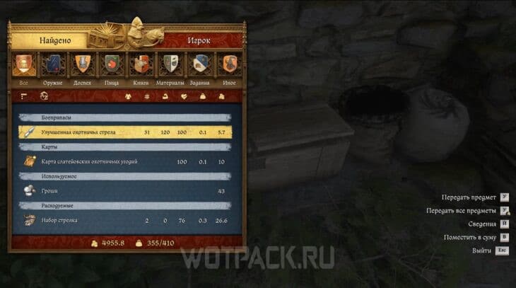 Содержимое сундука в избе