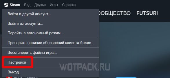 Настройки Стима