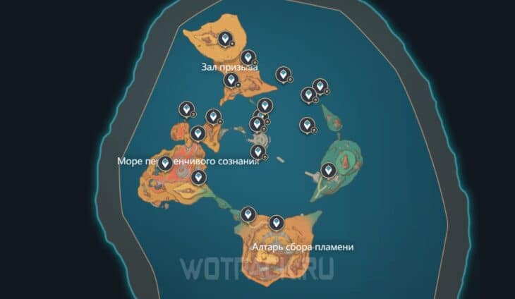Телепорты на карте Древней Священной горы