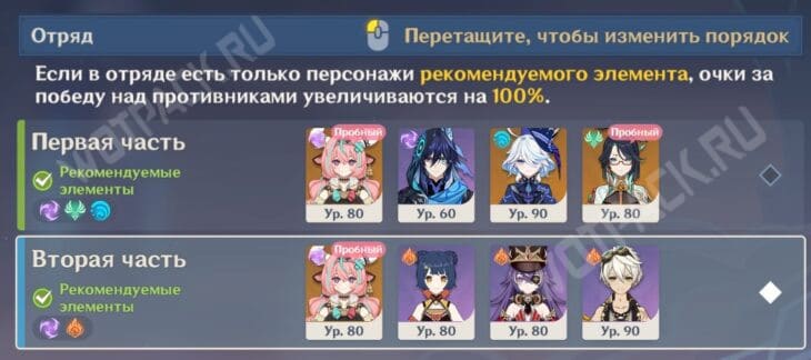 Состав 1 и 2 команды для 1 этапа