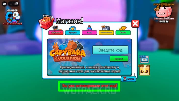 Ошибка при вводе промокода