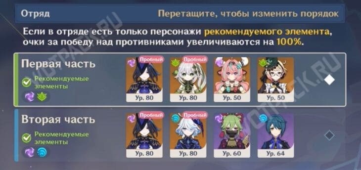 Состав 1 и 2 команды в 5 этапе