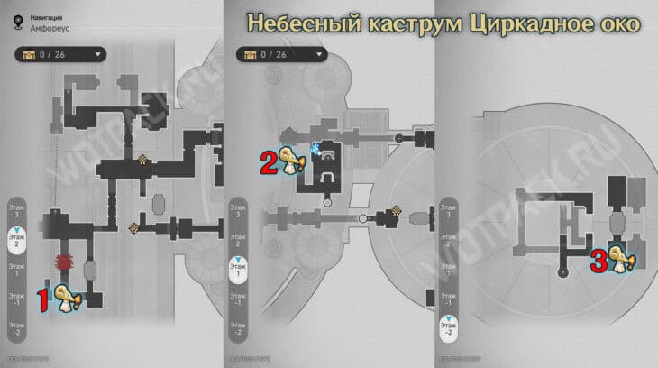 Расположение золотого руно отпущения на карте Небесного каструма Циркадного ока