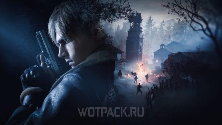 Леон Кеннеди и деревня в игре Resident Evil 4 (2023)