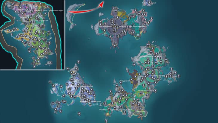 Общая карта лунокулов на островах Нод-Края в 6.3