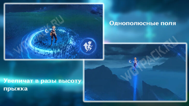 Усиленные прыжки в однополюсном поле