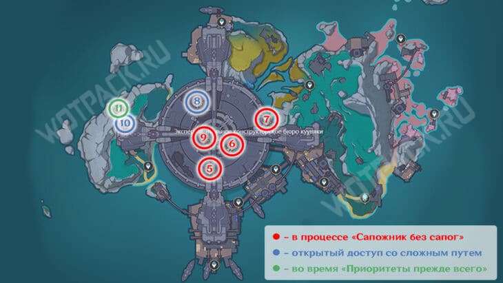 Карта со скрытыми точками телепортации на острове Паха