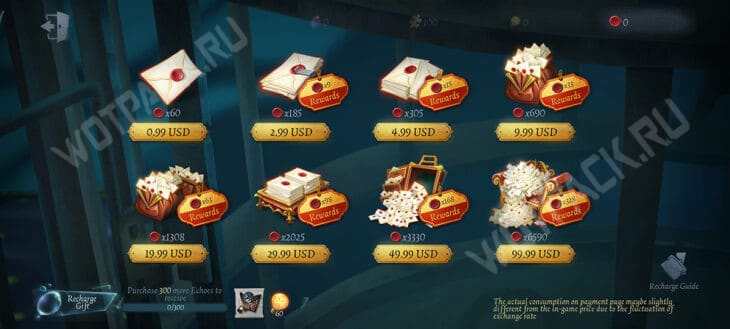 Цены на донат внутри игры