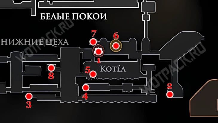 Важные точки на карте восточных Нижних цехов