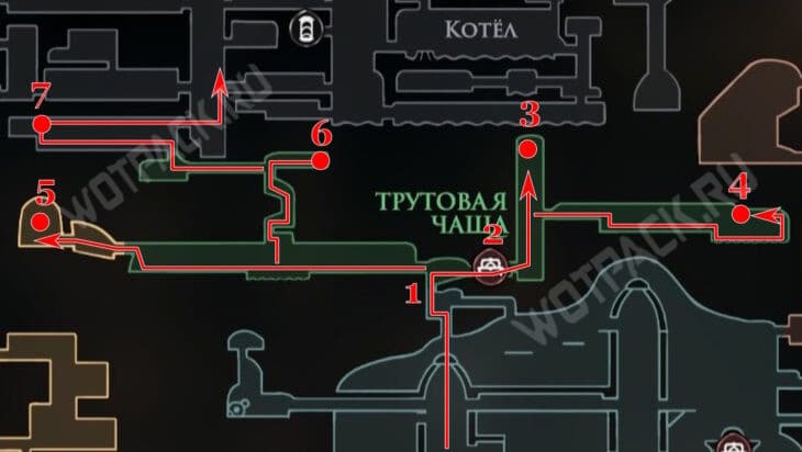 Ключевые точки на карте Трутовой чащи