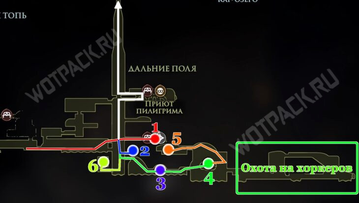 Основные точки с предметами в Дальних полях