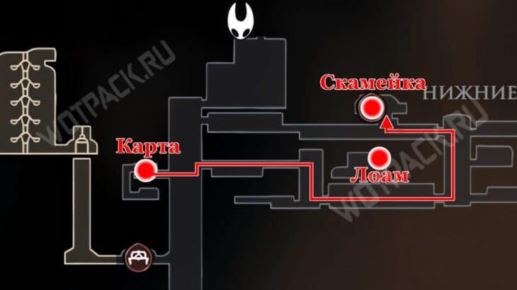 Дорога от доски с картой до платной скамейки