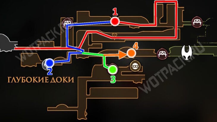 Маршрут с ключевыми точками через Глубокие доки