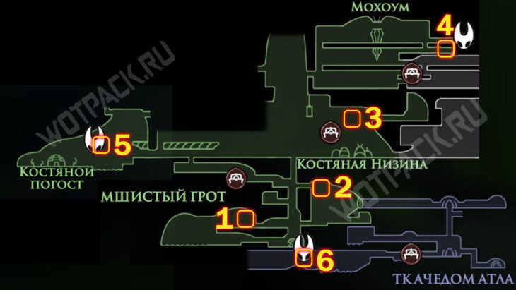 Месторасположение всех болотных ягод на карте Фарлума