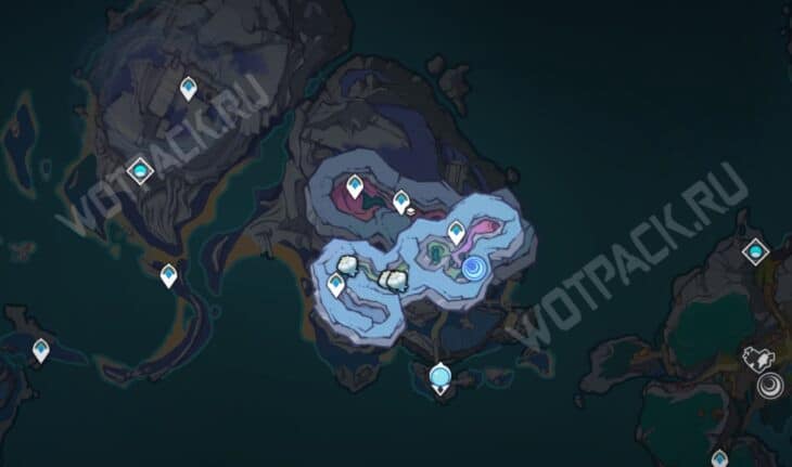 Карта с местонахождением кустов растения под землёй