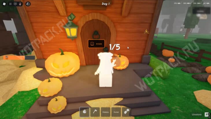 Игрок перед домом НПС