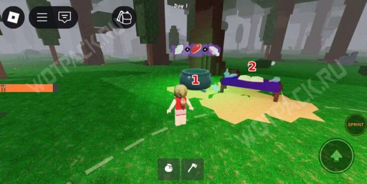 Ведьминский котел и стол в лагере