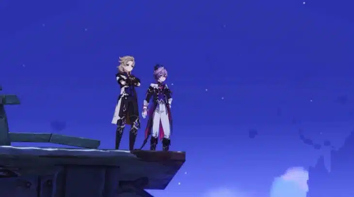 Альбедо и Дурин стоят у обрыва