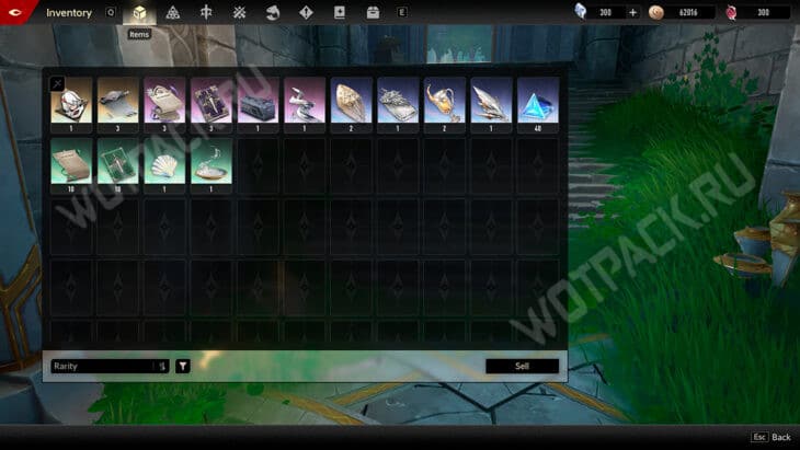 Инвентарь с предметами за промокоды.