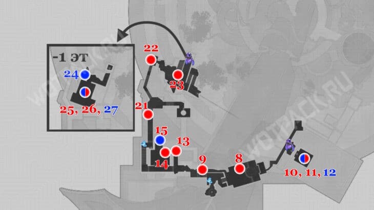 Карта сундуков и загадок, второй этаж