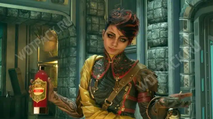 Аза разводит руками, держа бутылку