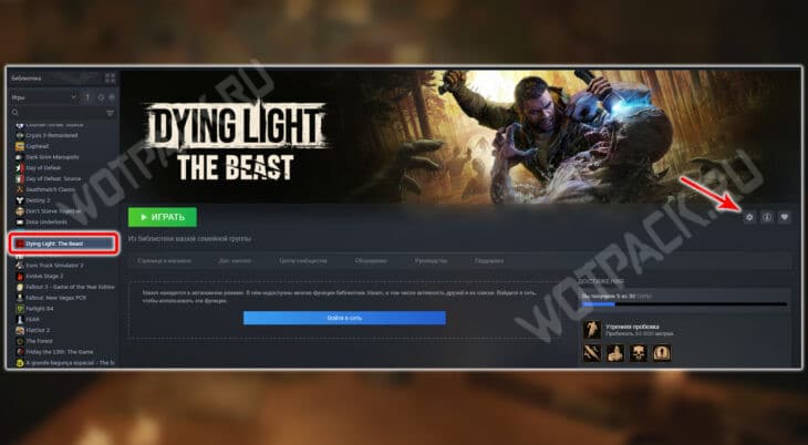 Страница игры в библиотеке Steam