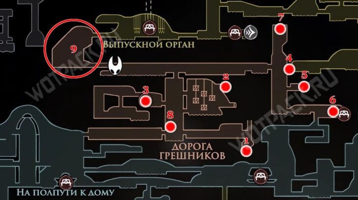 Точки интереса на карте Дороги грешников