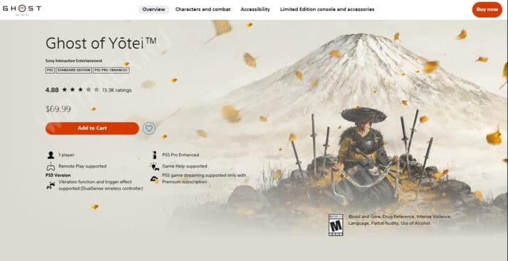 Страница Ghost of Yotei в PS Store