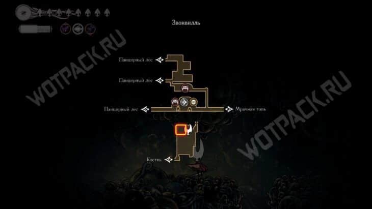 Карта с отметкой души отшельника