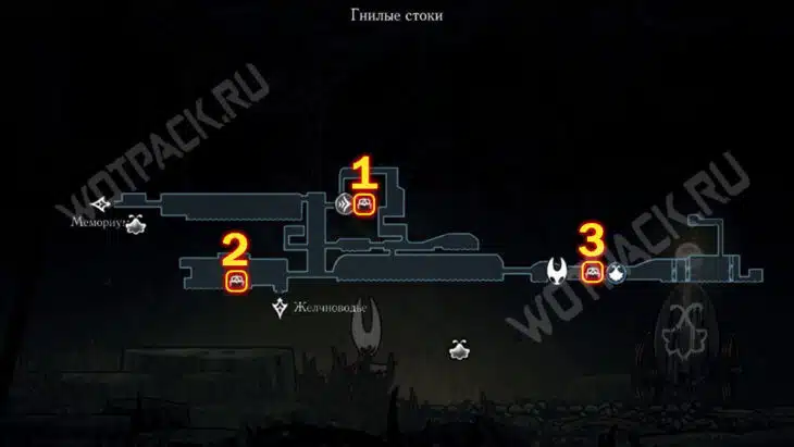 Карта с отметками лавок в Гнилых стоках