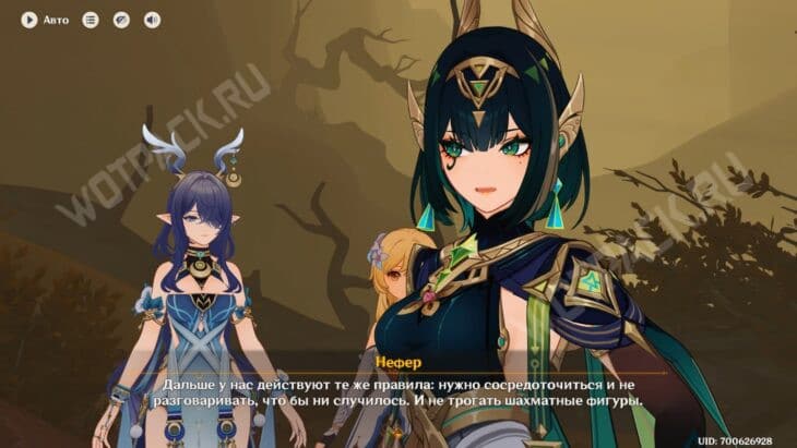 Нефер общается с командой