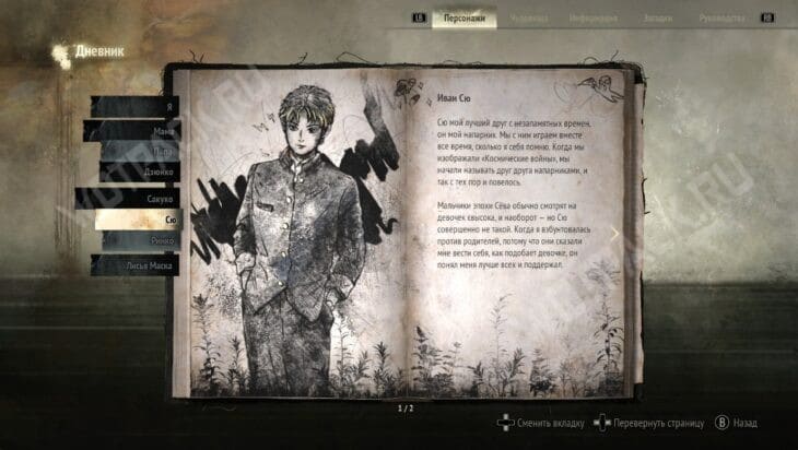 Страничка с записями о Сю