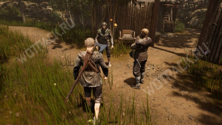 Аким и Хуго перед лагерем лесорубов