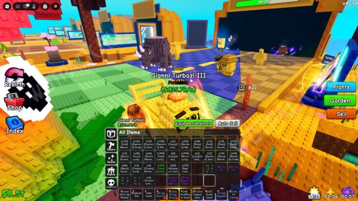 Инвентарь игрока с брейнротами