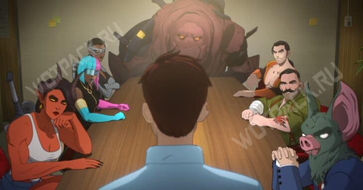 Роберт с командой в конференц-зале