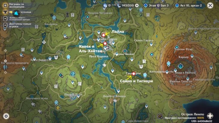 Персонажи после 1 акта на карте леса