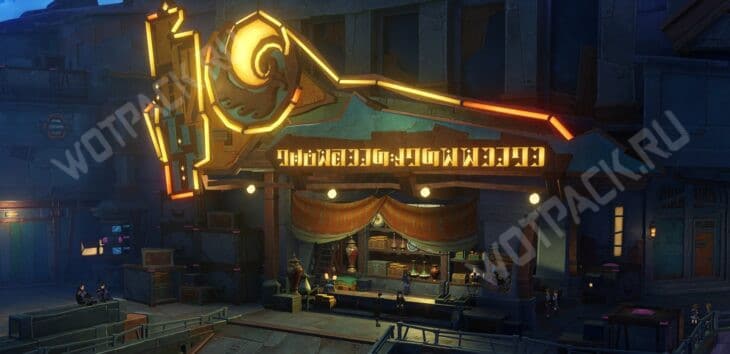 Неоновая вывеска здания гильдии Войнича