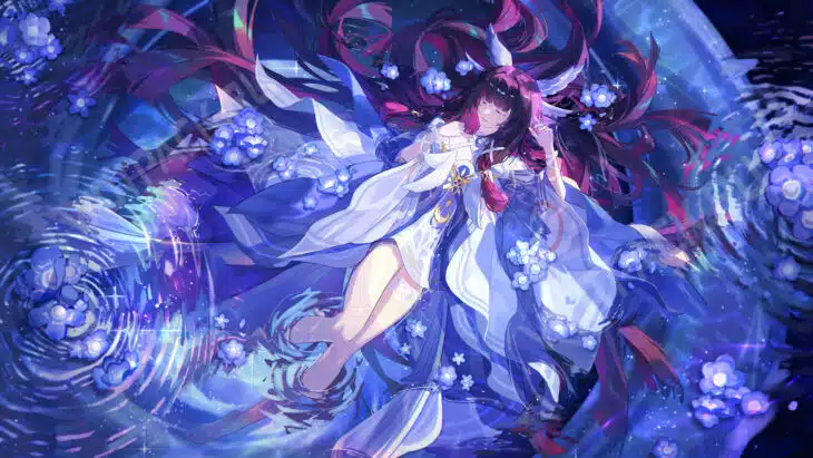 Коломбина лежит на воде