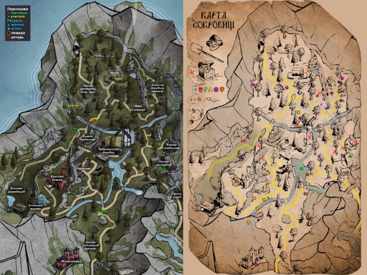 Полная карта мира и города в Of Ash and Steel