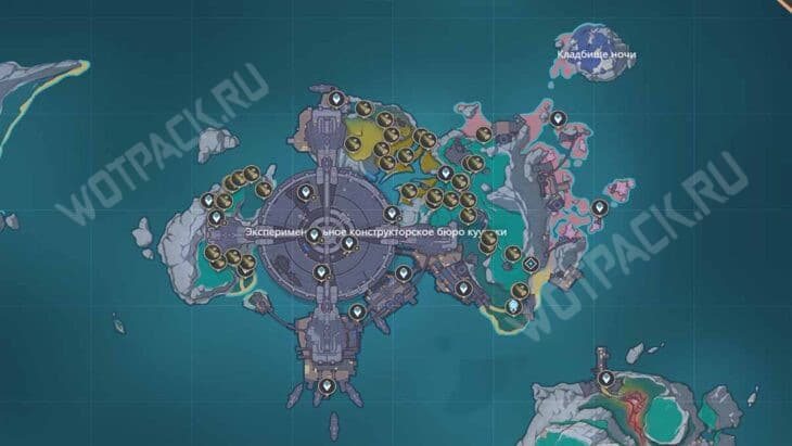 Расположение орешника на карте Нод-Края