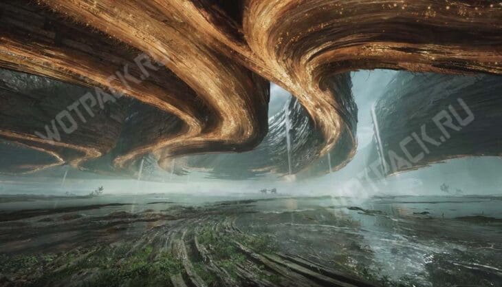 Масштабная локация с двумя всадниками вдалеке