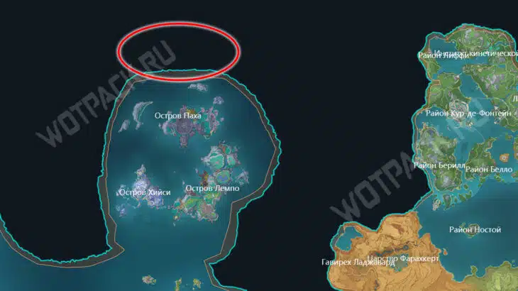 Возможное расположение Гипербореи на карте Тейвата